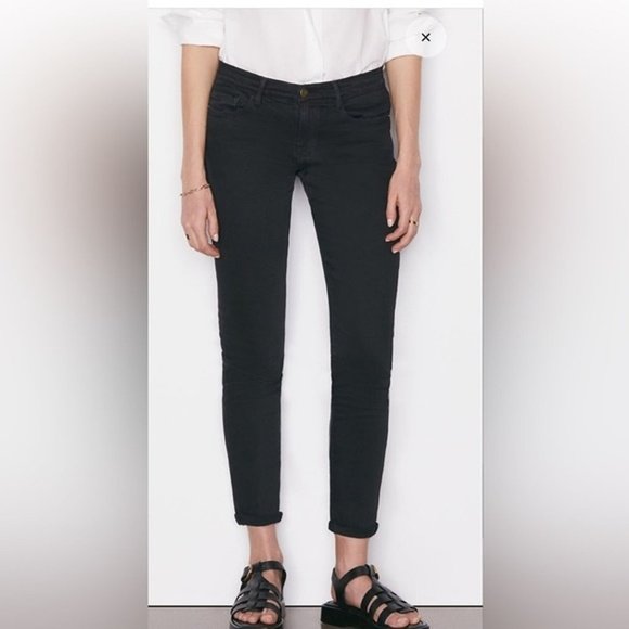 Frame Denim Denim - FRAME Le Garcon in Noir Boyfriend Jeans Denim Ankle Crop Skinny Womens Size 28